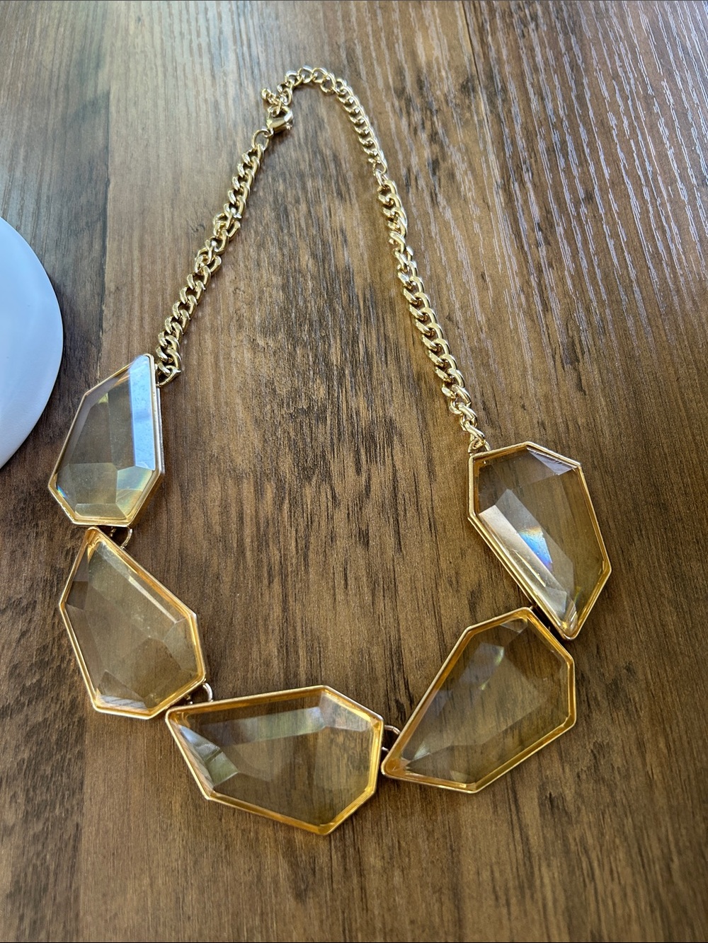 Gold-Tone Faceted Crystal Statement Necklace in Champagne - Picture 2 of 4